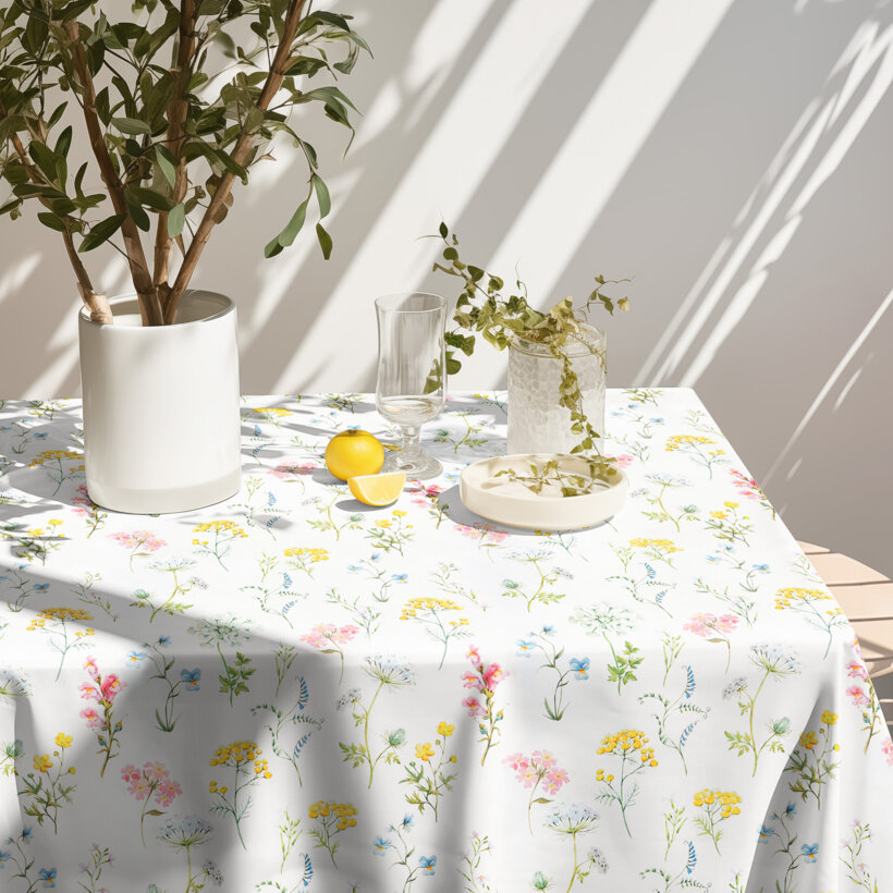 Eckige Tischdecke 100% Baumwolle Deluxe - blühender Frühling
