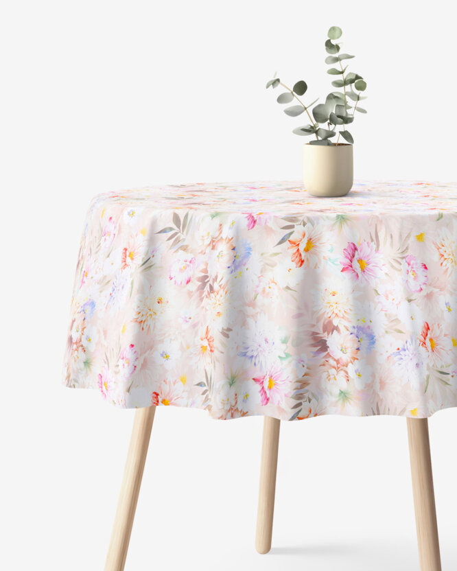 Runde Tischdecke 100% Baumwolle Deluxe - wilde Blumen