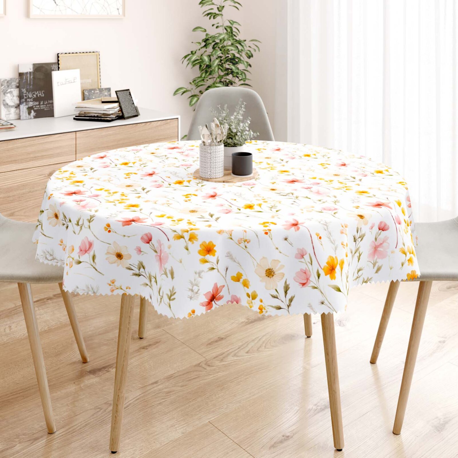 Runde Tischdecke Teflon - Blumenparadies