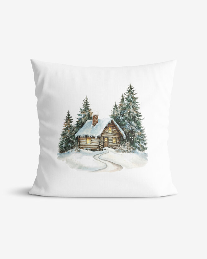 Weihnachtlicher dekorativer Kissenbezug - Winterhäuschen