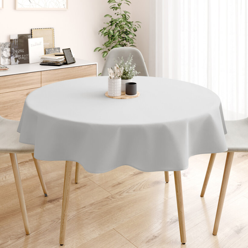 Runde Tischdecke 100% Baumwolle - hellgrau