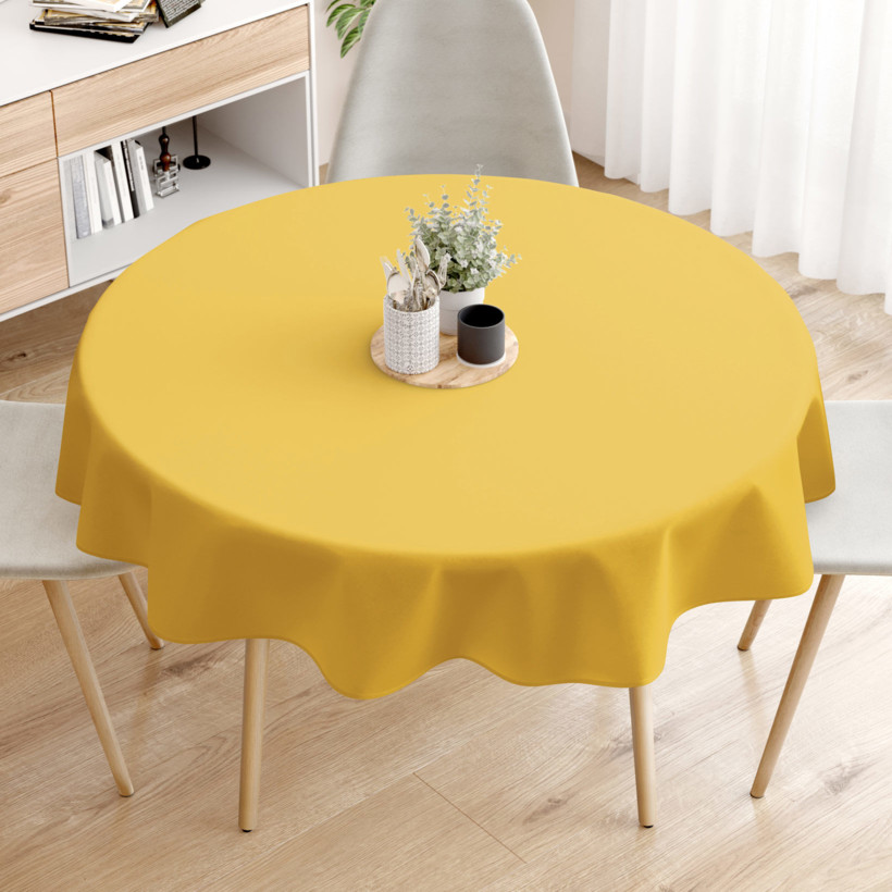 Runde Tischdecke 100% Baumwolle - honiggelb