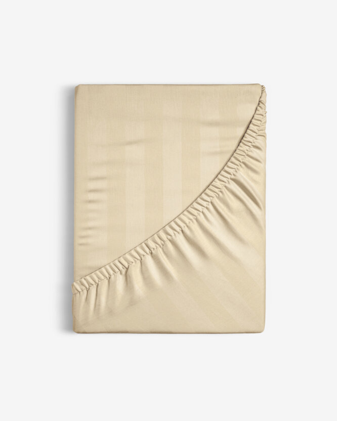 Spannbettlaken aus Damask - goldene Streifen mit Satin-Glanz