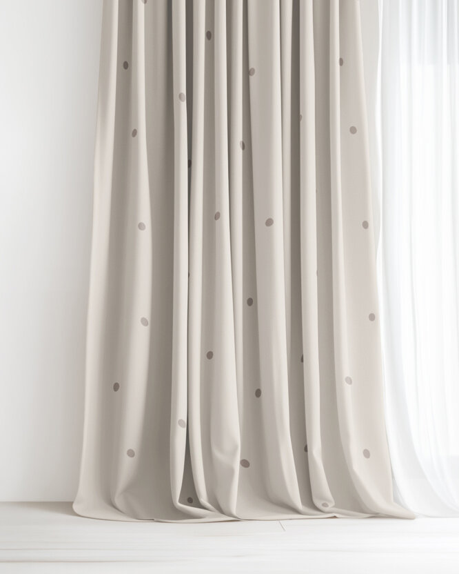 Vorhang aus Baumwolle - Pünktchen auf Beige