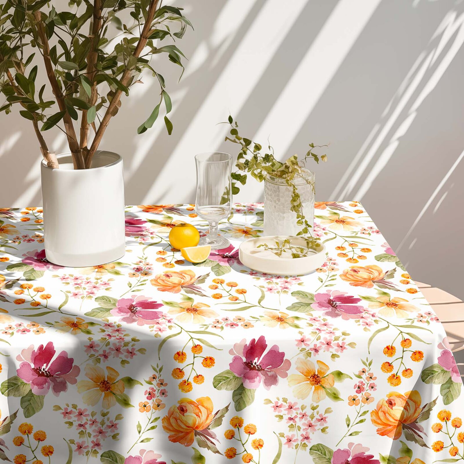 Eckige Tischdecke Teflon - Hibiskusblüten