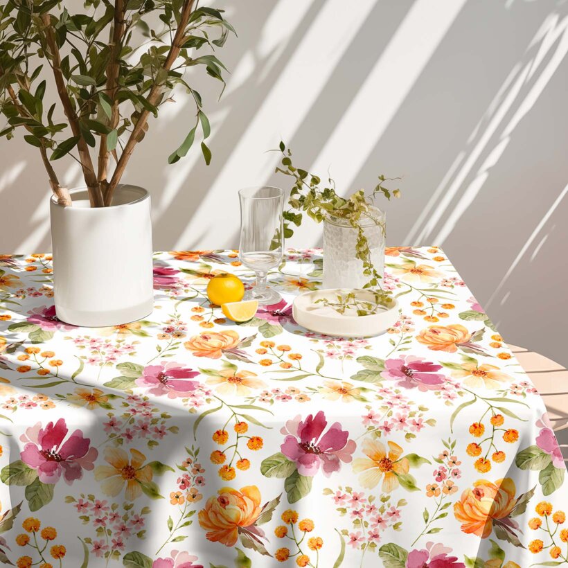 Eckige Tischdecke Teflon - Hibiskusblüten
