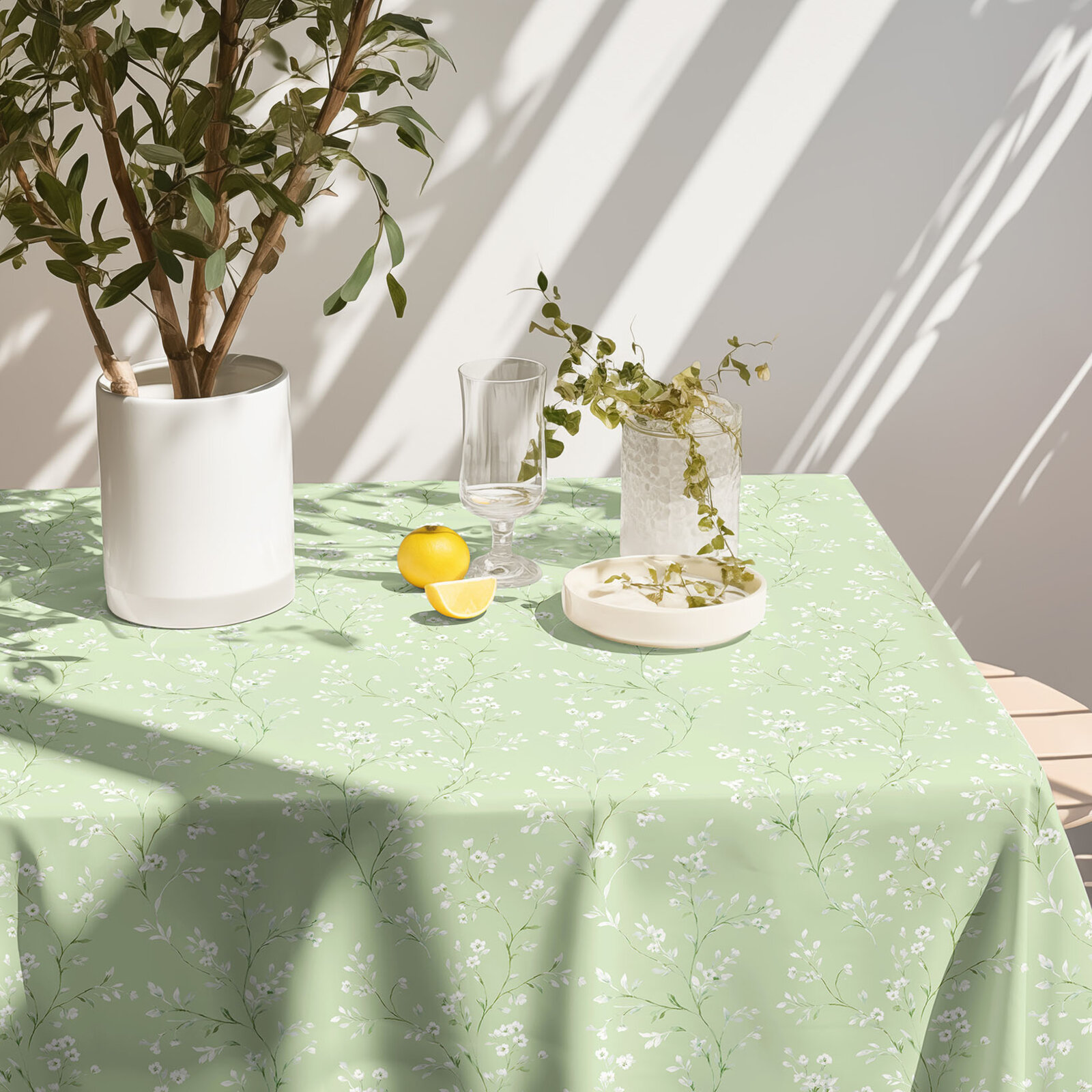 Eckige Teflon-Tischdecke - Jasminblüten
