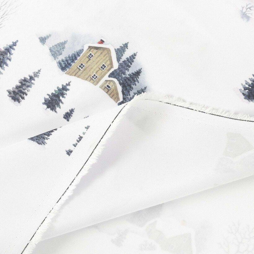 Weihnachtlicher Teflonstoff für Tischdecken – Winterlandschaft