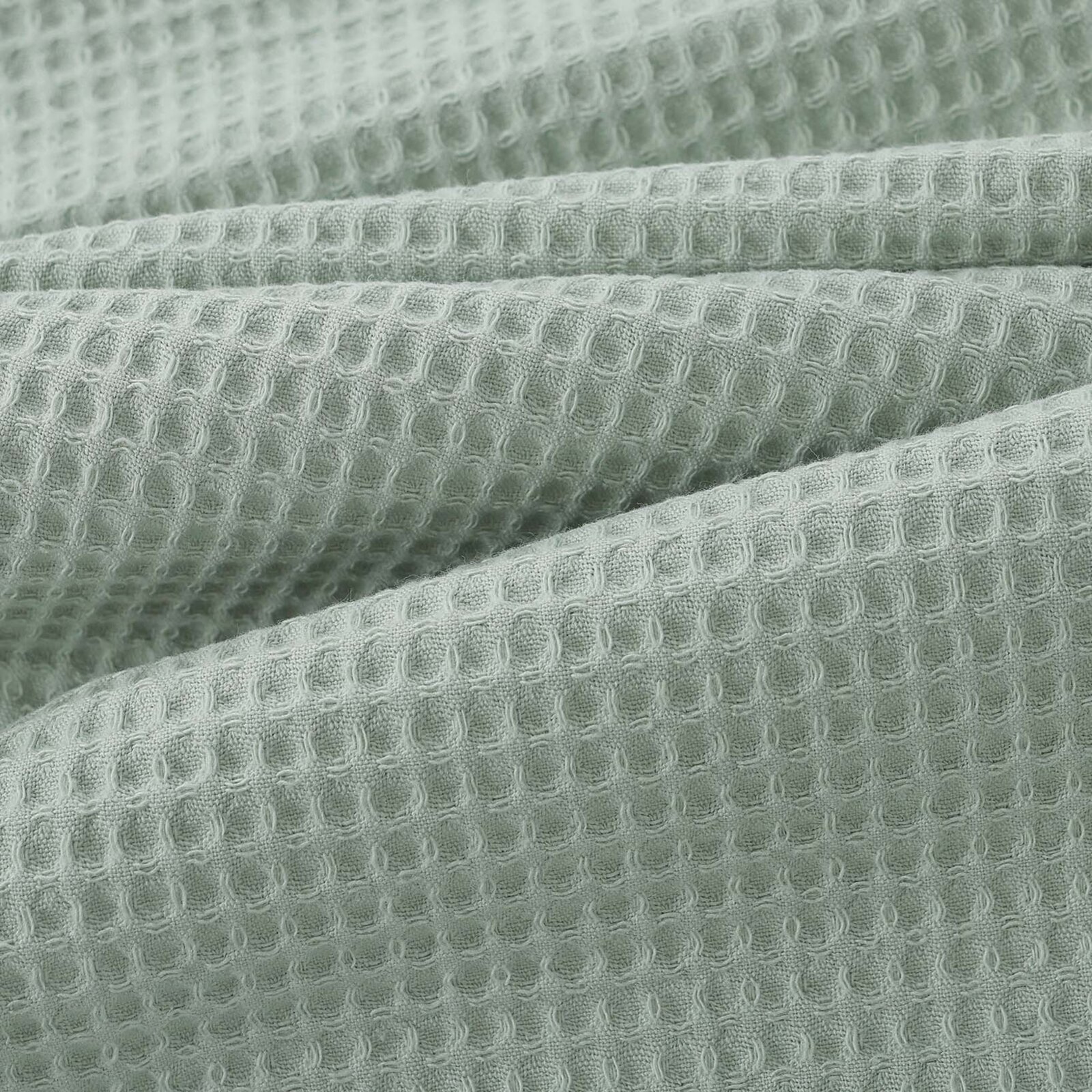 Ostern Waffel-Geschirrtuch mit Stickerei - Ente auf Salbeigrün