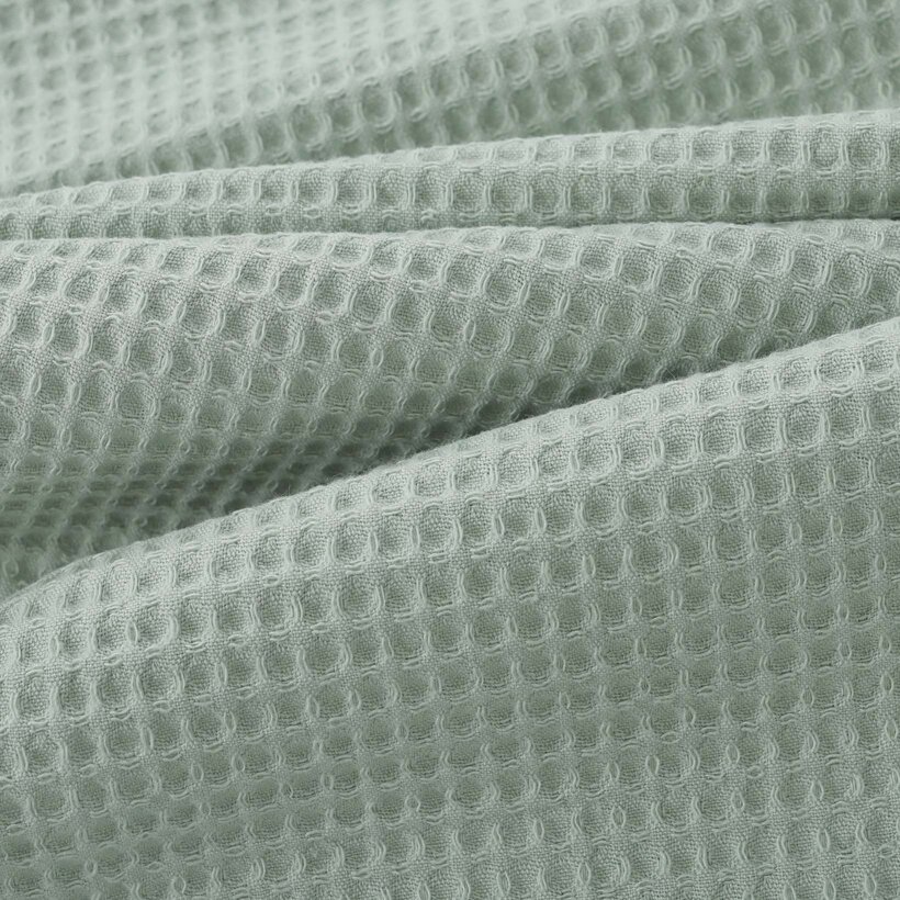 Ostern Waffel-Geschirrtuch mit Stickerei - Ente auf Salbeigrün