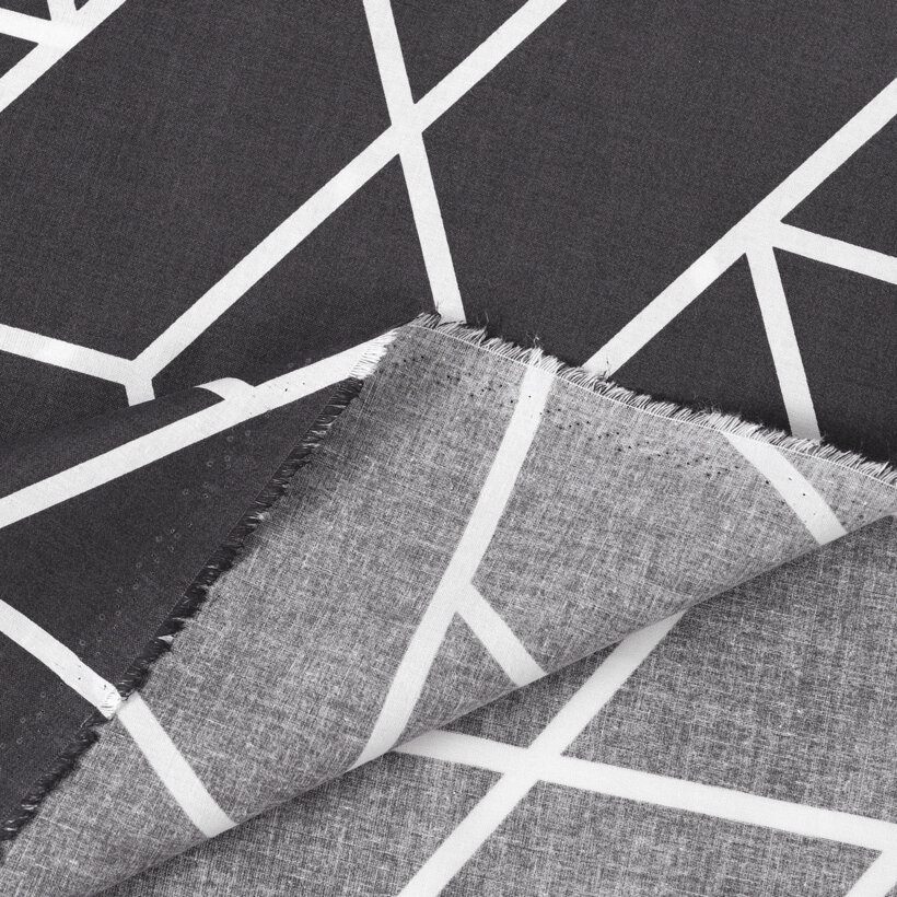 Baumwollstoff - Mosaik auf Dunkelgrau