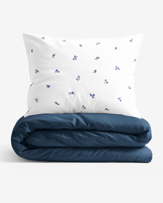 Bettwäsche aus Baumwolle Duo - Heidelbeeren mit marineblau