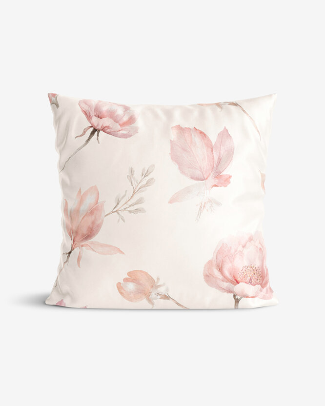 Kissenbezug aus Mako-Satin - Blühende Magnolien