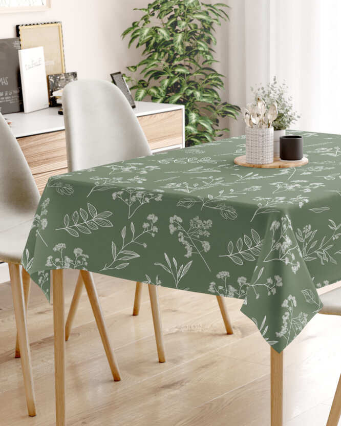 Eckige Tischdecke 100% Baumwolle - Kräuterblätter