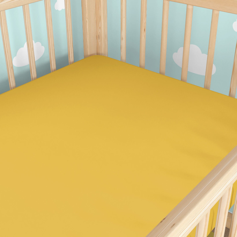 Spannbetttuch aus Baumwolle für Babybetten - honiggelb