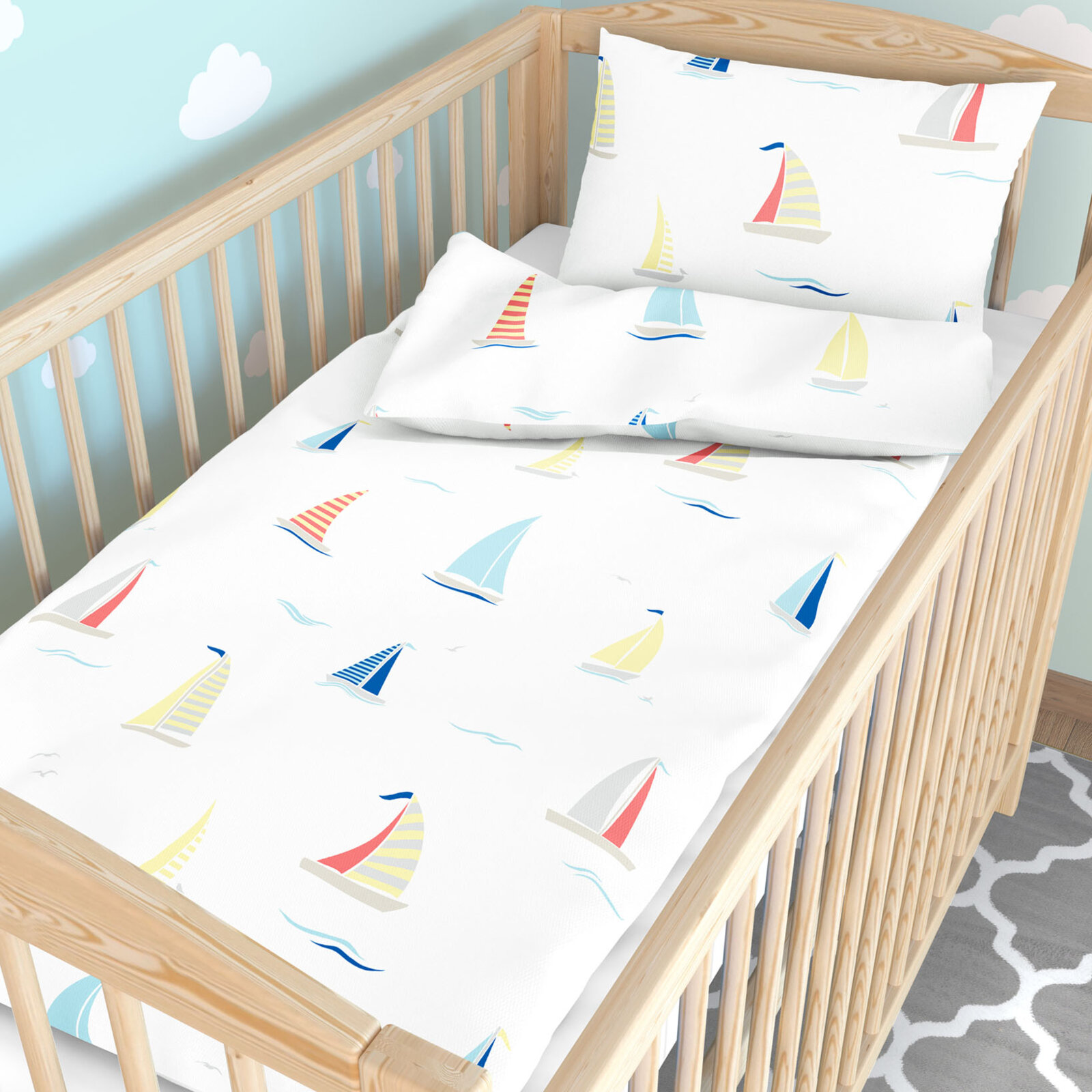 Bettwäsche für Babybetten aus Baumwolle - Segelboote