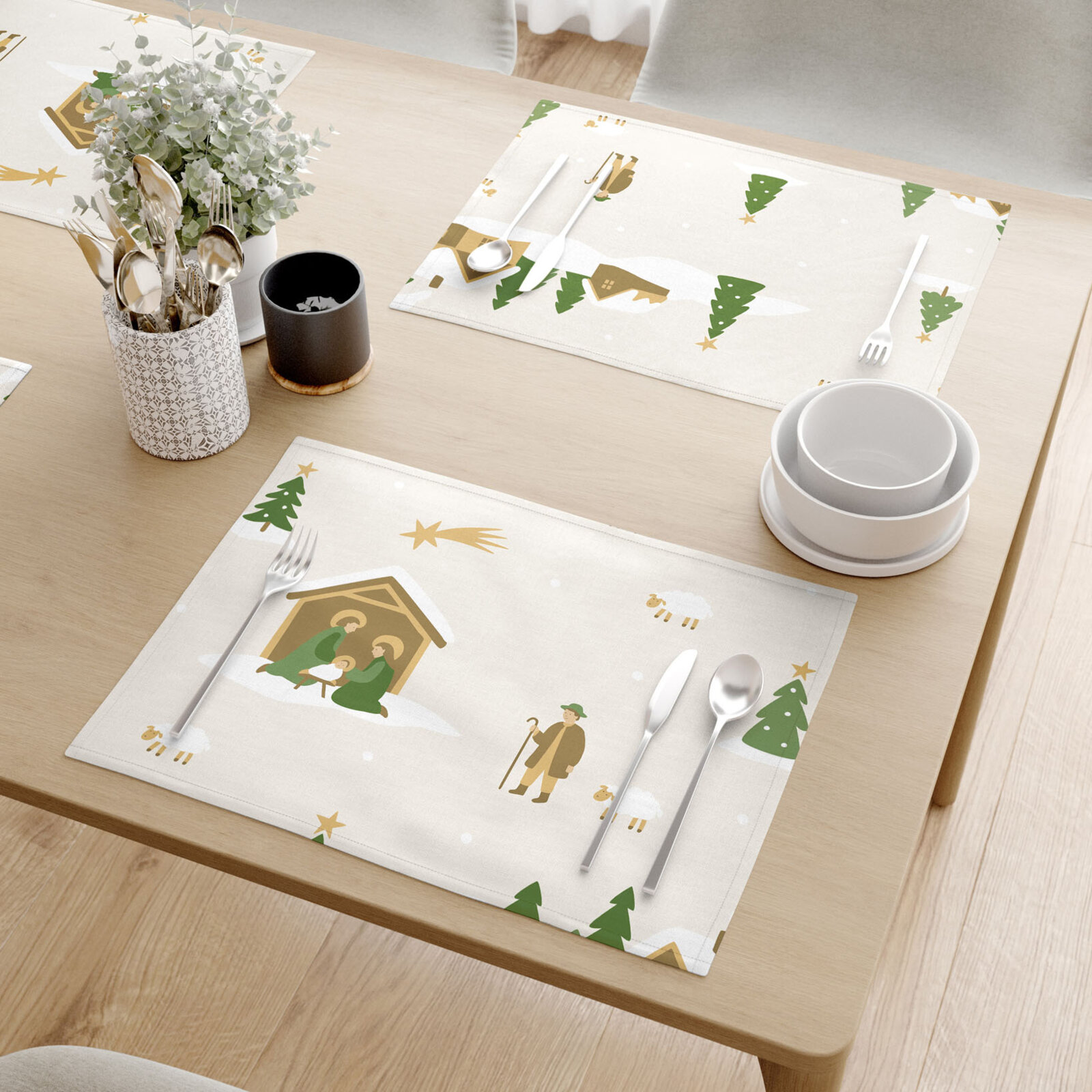 Weihnachtliches Tischset 100% Baumwolle - Weihnachtslieder - 2 Stück