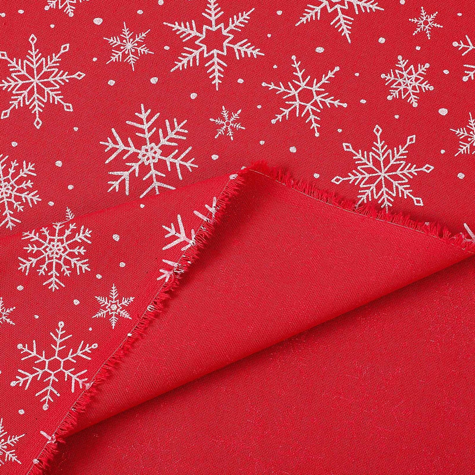 Dekorativer Stoff Valencia - Weihnachtssterne auf rotem Hintergrund