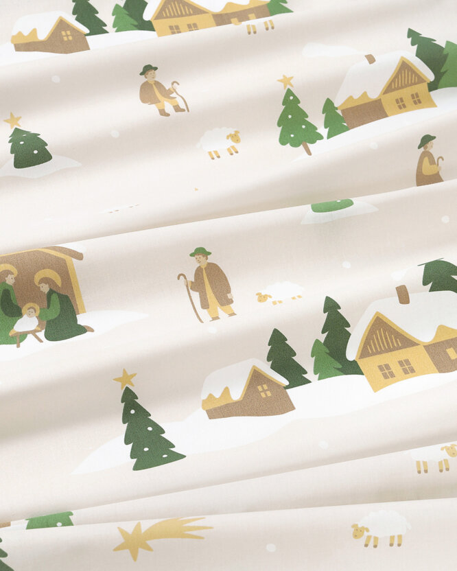 Runde Weihnachts-Tischdecke 100% Baumwolle - Weihnachtslieder