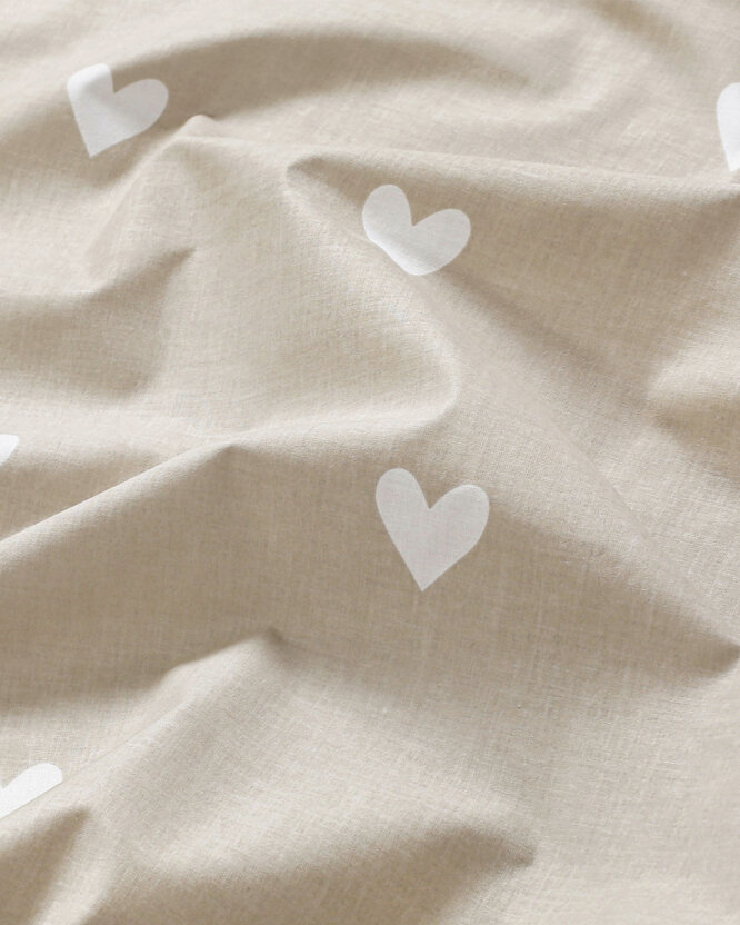 Baumwollstoff - Herzchen auf Latte