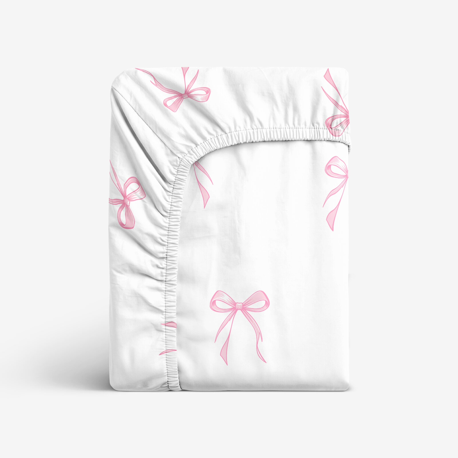 Spannbettlaken aus Baumwolle - rosa Schleifen