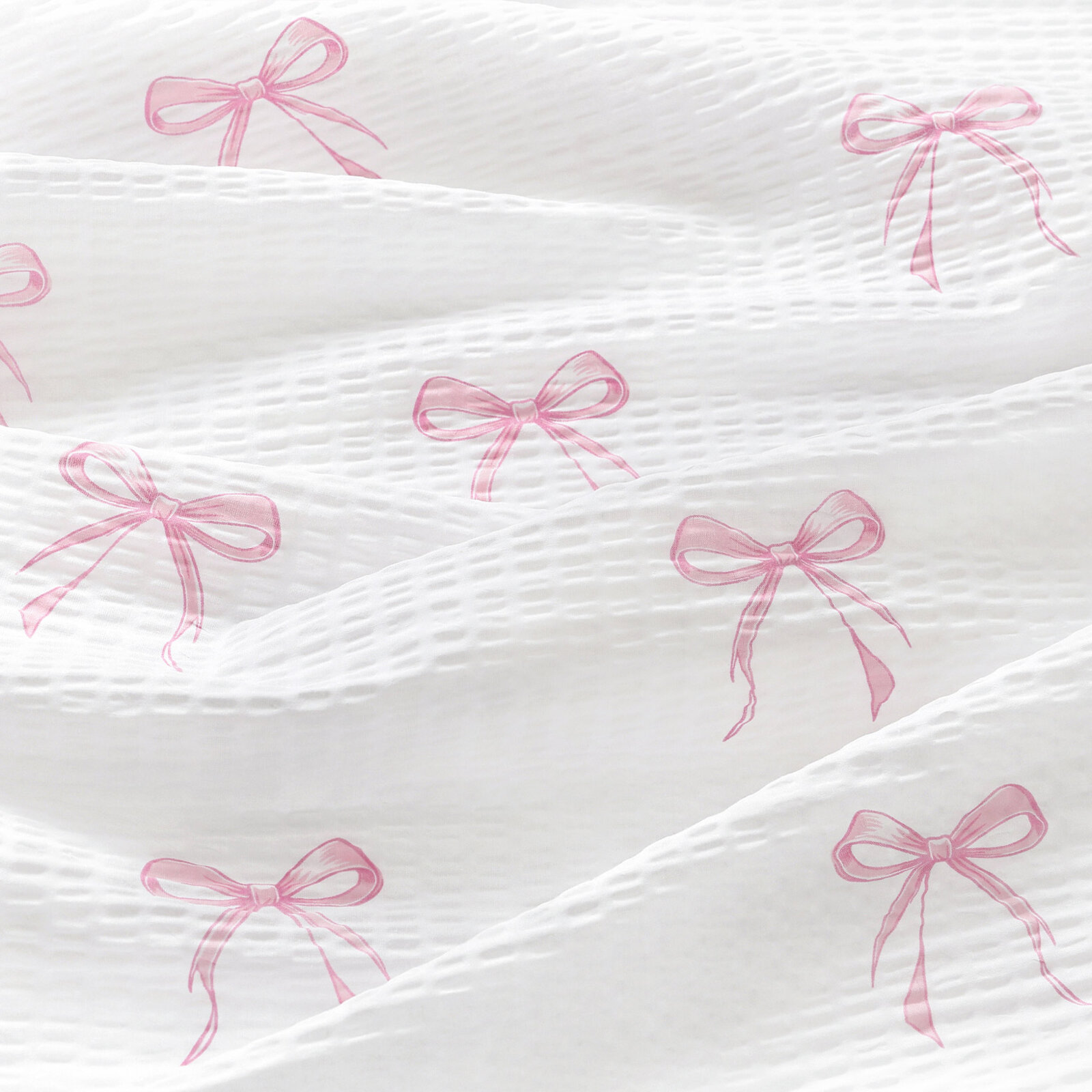 Seersucker Bettwäsche - rosa Schleifen