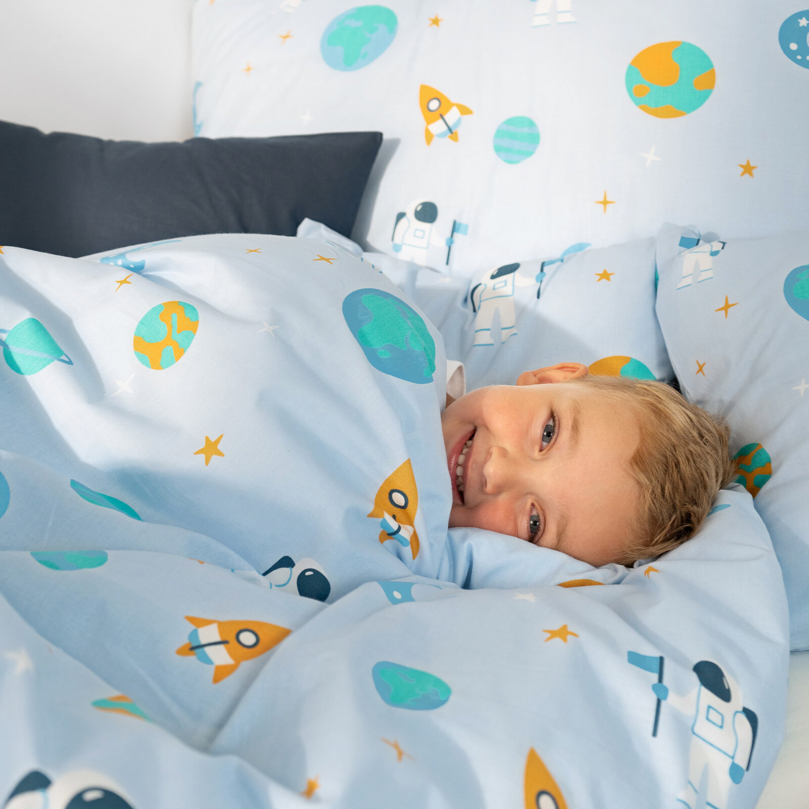 Kinder - Bettwäsche aus Baumwolle - Astronauten im Weltraum