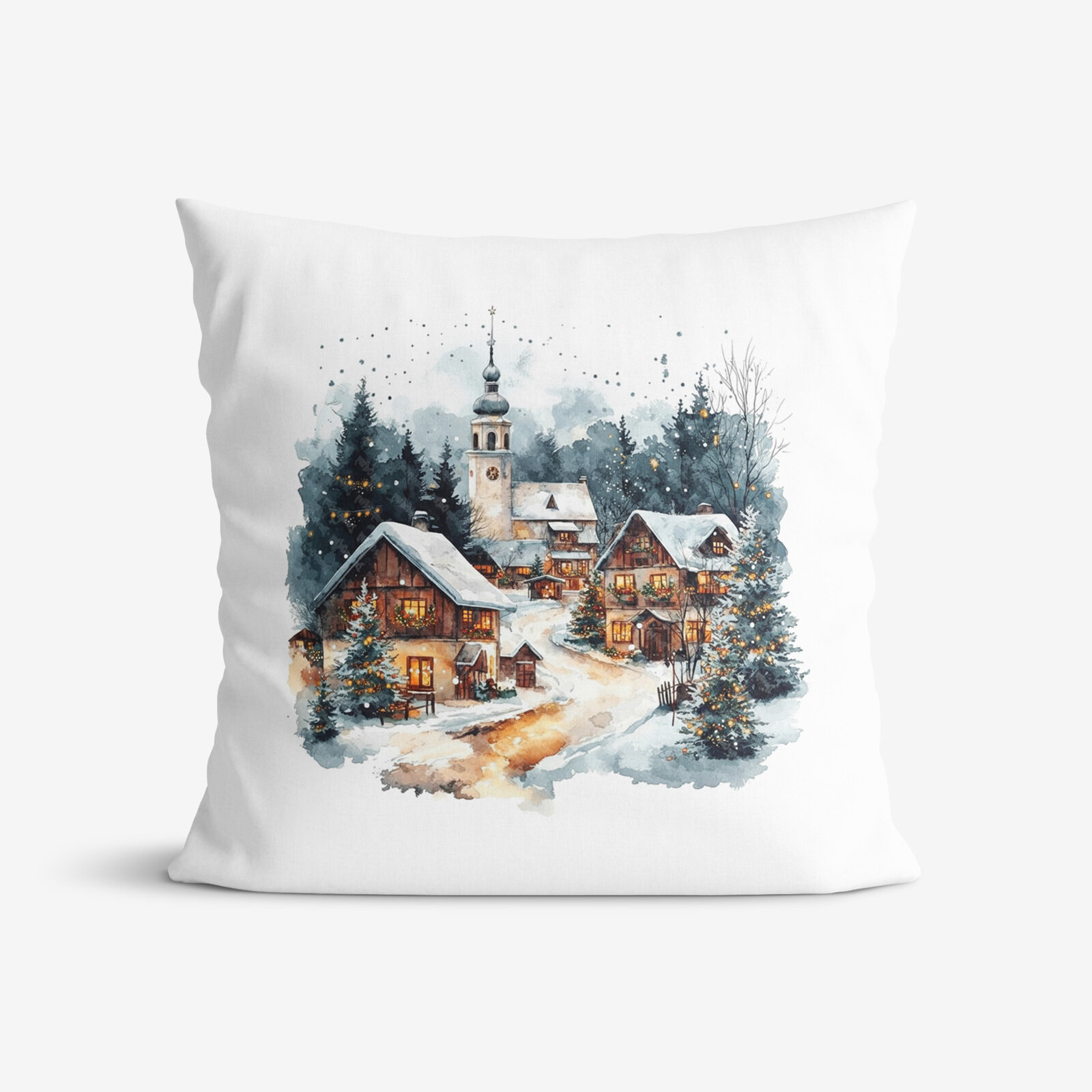 Weihnachtlicher dekorativer Kissenbezug - Winterdorf