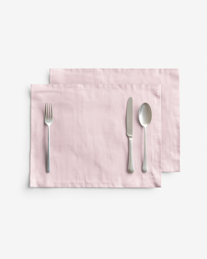 Tischset aus Leinenmischung - puderrosa - 2 Stück Set