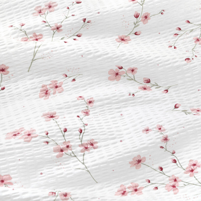 Seersucker Bettwäsche - Blühende Sakura-Kirschbäume