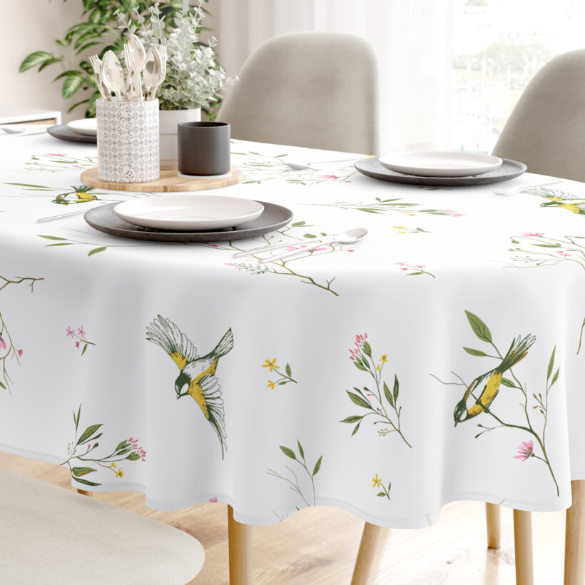 Ovale Tischdecke aus 100% Baumwolle - Leben in der Natur
