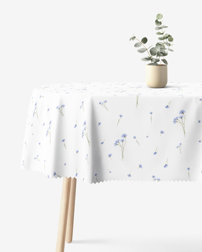Ovale Tischdecke Teflon - Blaue Kornblumen