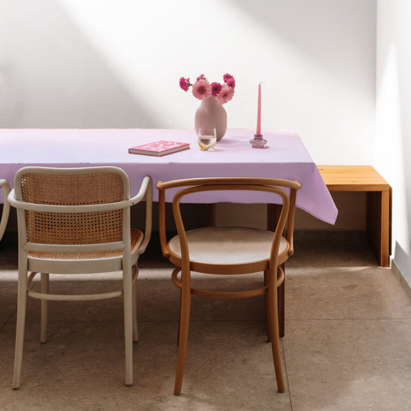 Eckige Tischdecke 100% Baumwolle - lila