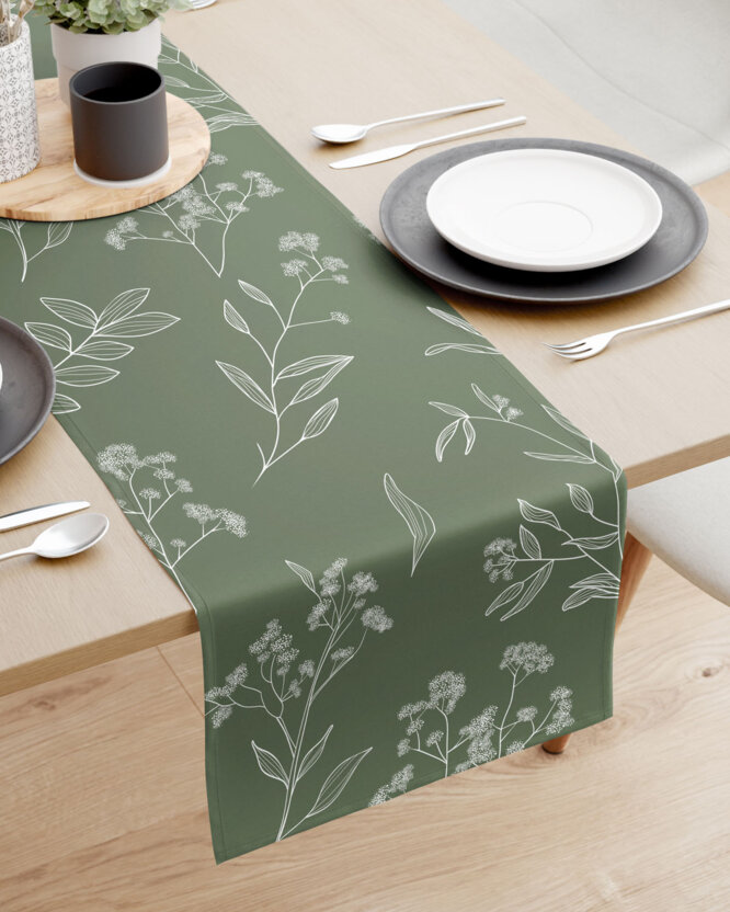 Tischläufer aus 100% Baumwolle - Kräuterblätter