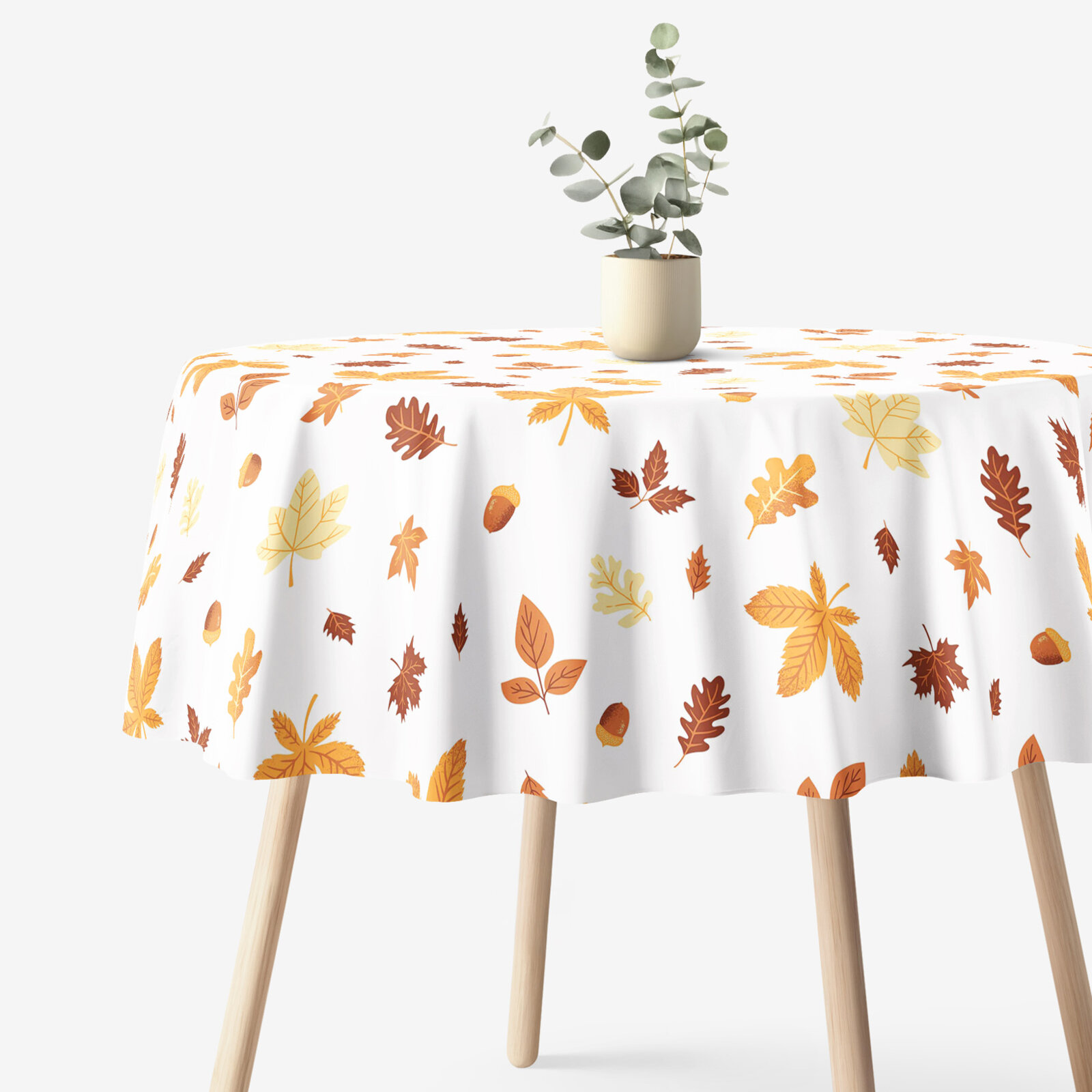 Runde Tischdecke 100% Baumwolle - Herbstblätter