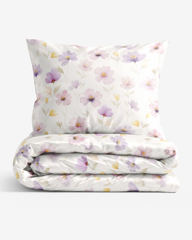 Bettwäsche aus Baumwolle-Satin - Lila Blüten