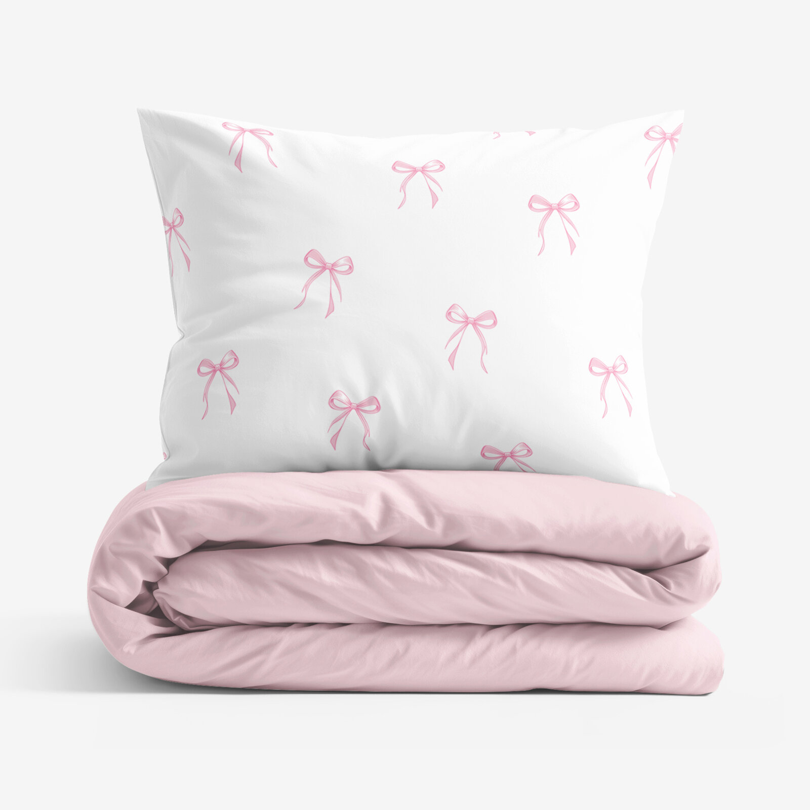Bettwäsche aus Baumwolle Duo - rosa Schleifen mit Puderrosa