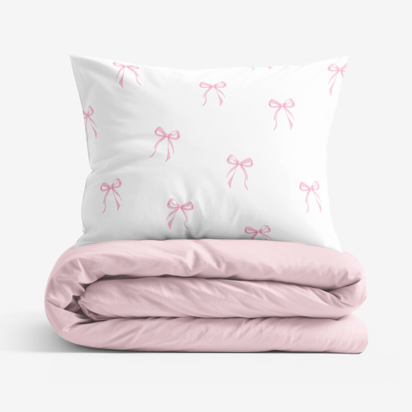 Bettwäsche aus Baumwolle Duo - rosa Schleifen mit Puderrosa