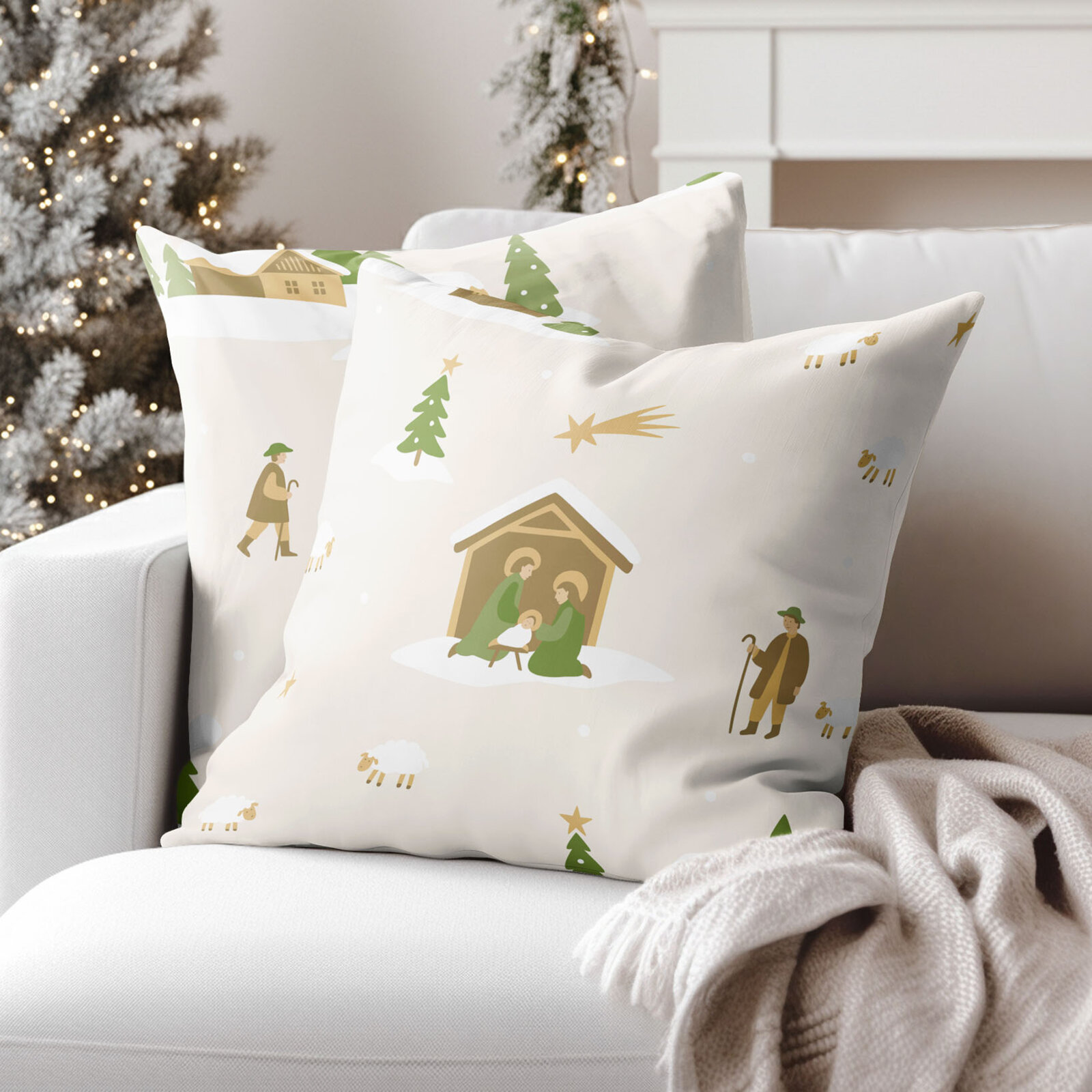 Weihnachtlicher Kissenbezug aus Baumwolle - Weihnachtslieder