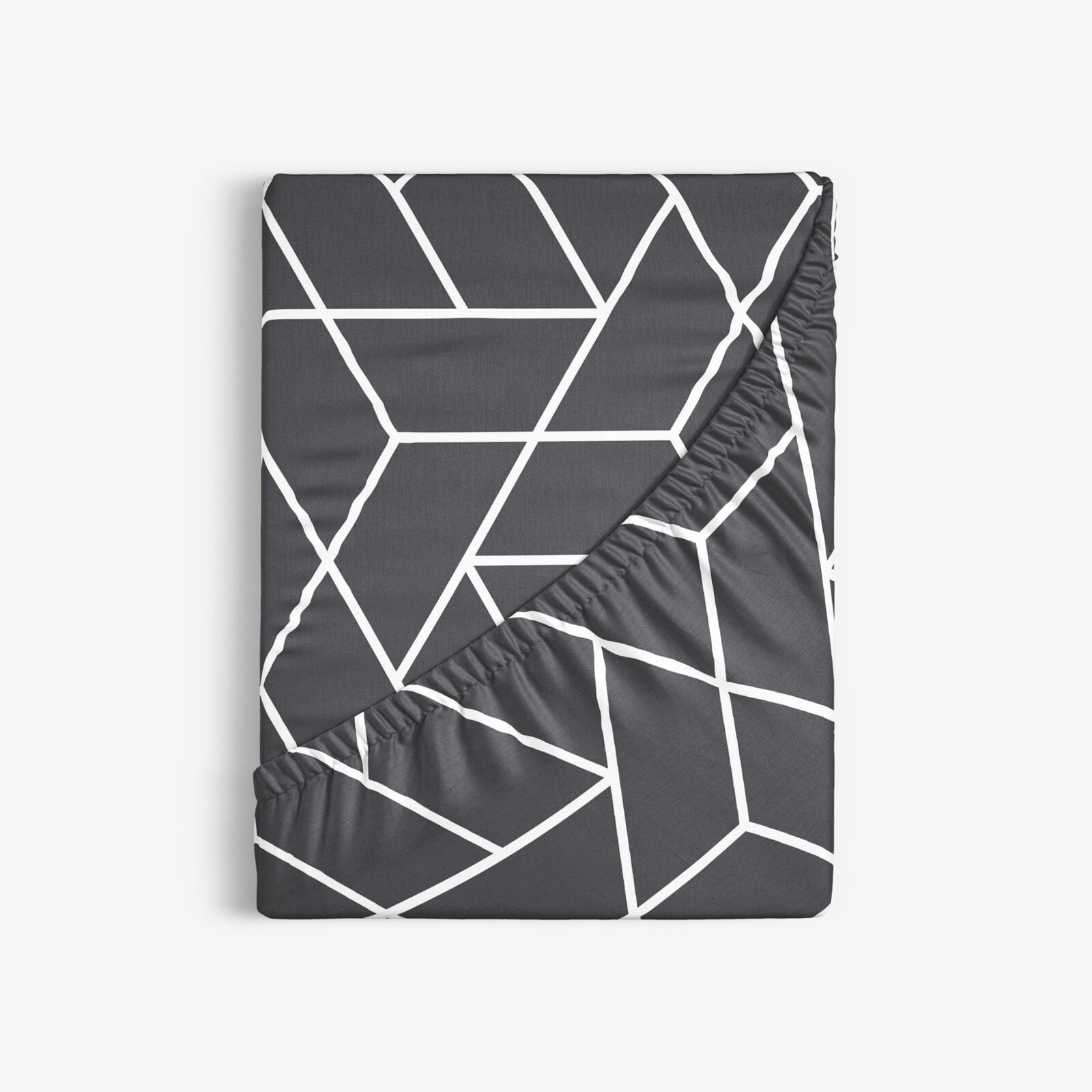 Spannbettlaken aus Baumwolle - Mosaik auf Dunkelgrau