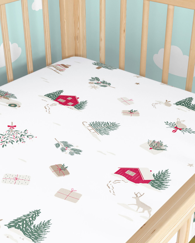Spannbetttuch aus Baumwolle für Babybetten - Traditionelle Weihnachten (Ausland)