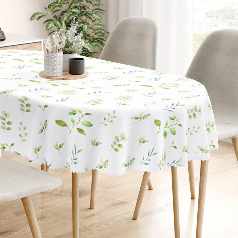 Ovale Tischdecke Teflon - Eukalyptusblätter