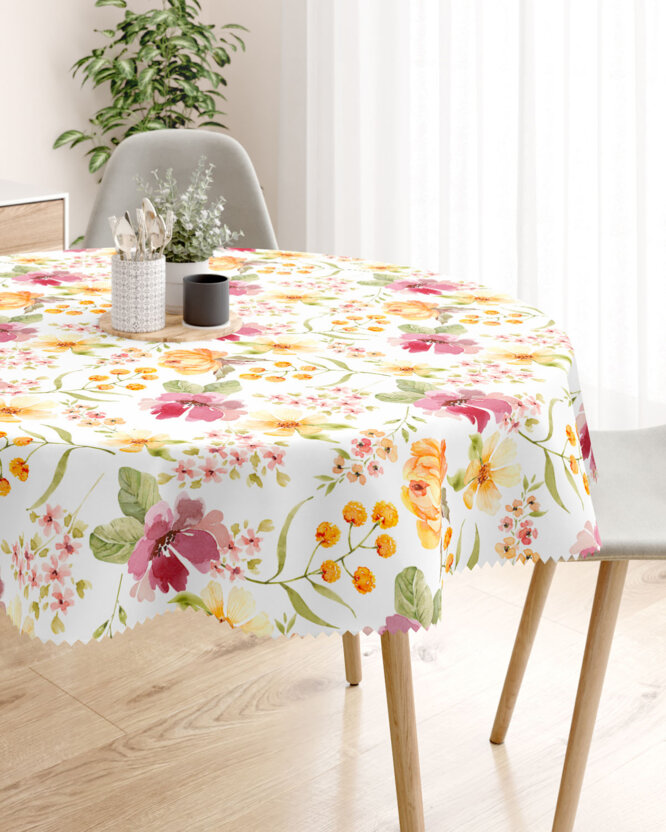 Runde Tischdecke Teflon - Hibiskusblüten