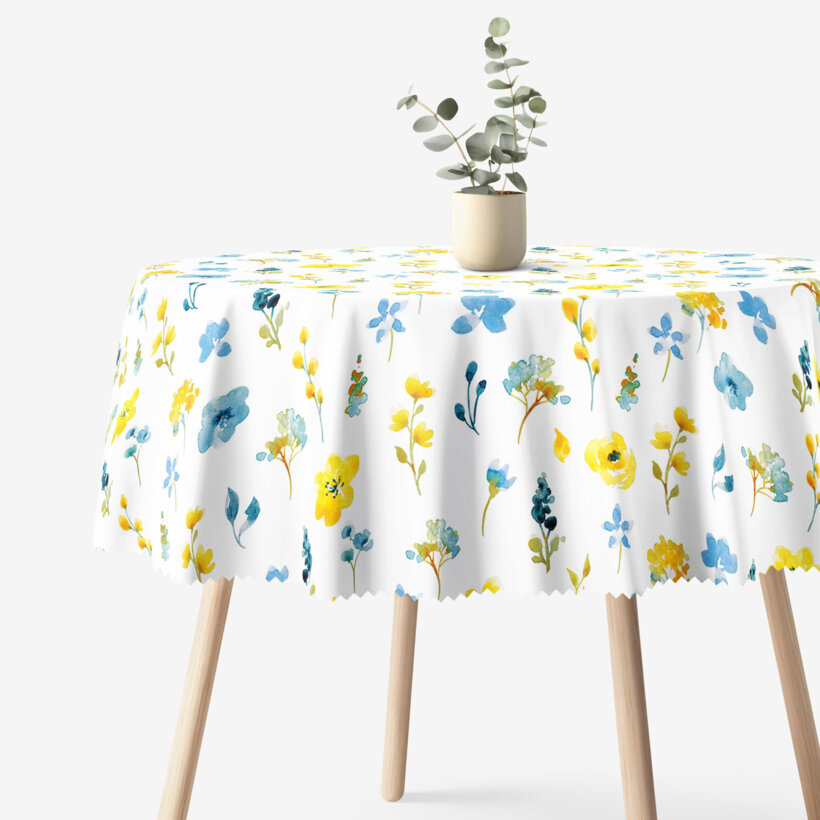 Runde Tischdecke Teflon - frische Wiese