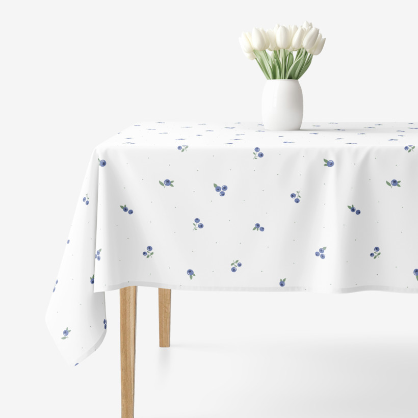 Eckige Tischdecke 100% Baumwolle - Heidelbeeren
