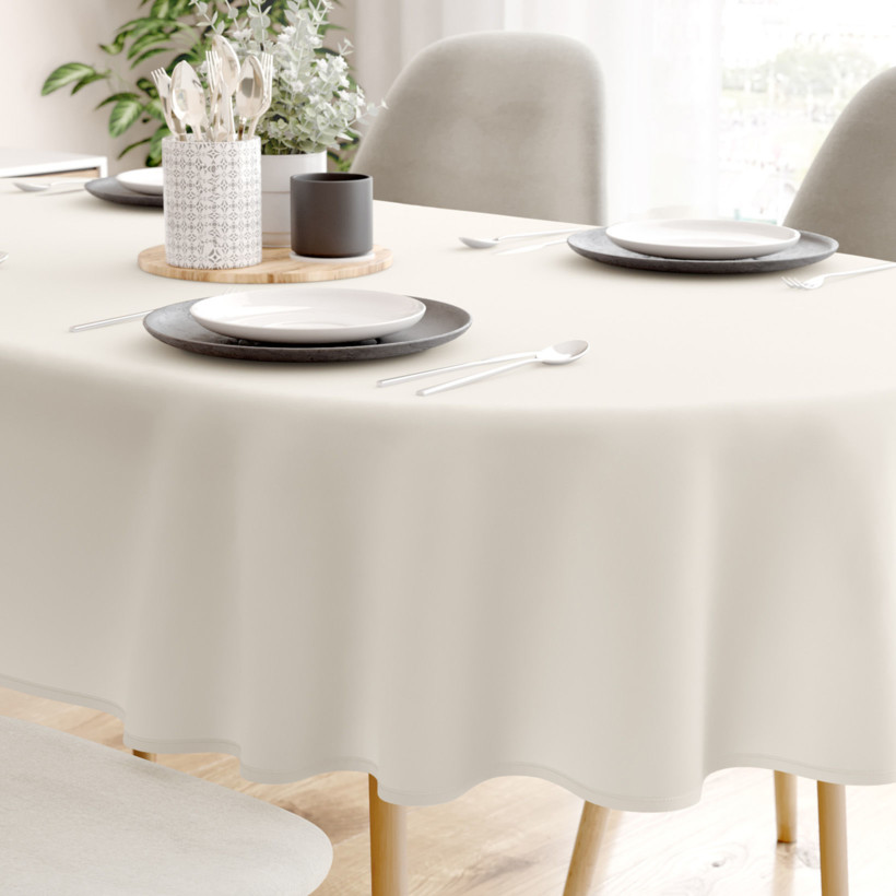 Ovale Tischdecke aus 100% Baumwolle - elfenbein