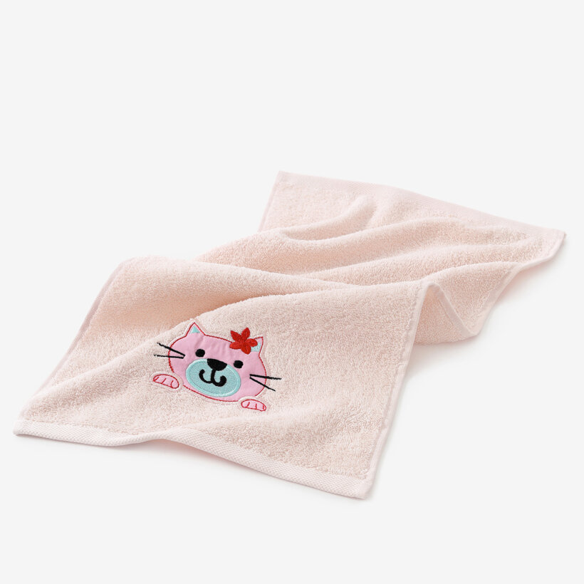 Kinder-Frottierhandtuch - Kätzchen auf Hellrosa