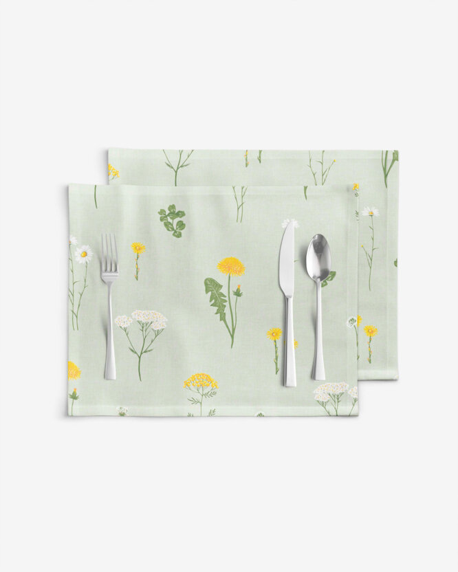 Tischset 100% Baumwolle - Grüne Wiese - 2 Stück