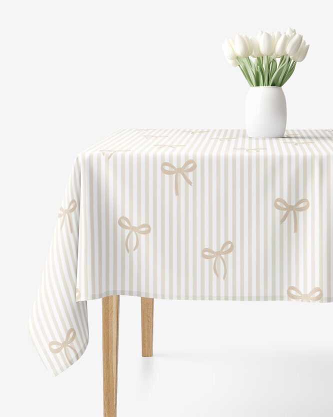 Eckige Tischdecke 100% Baumwolle - Latte-Schleifen mit Streifen