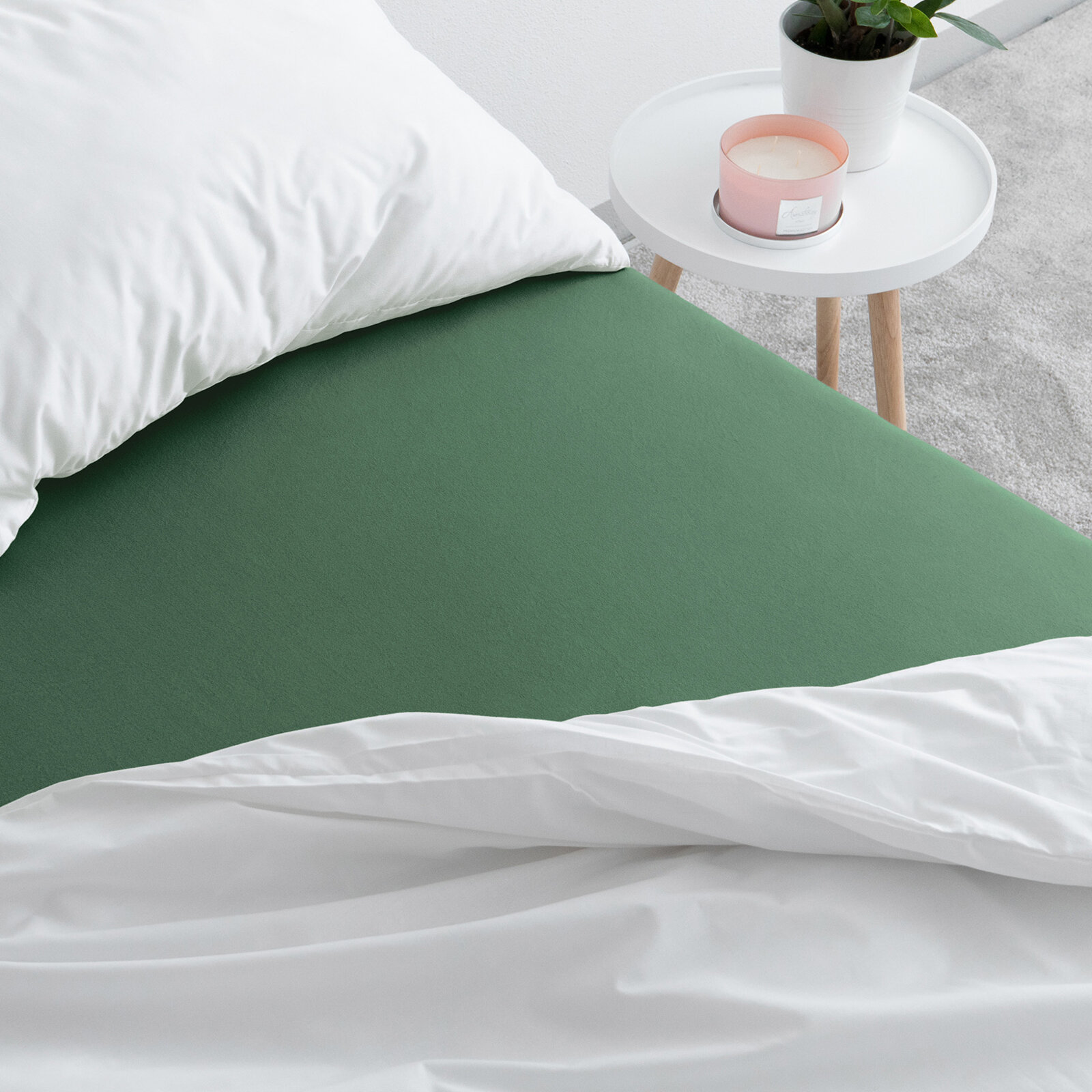 Bettlaken Jersey mit Gummiband - dunkelgrün